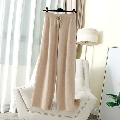 Thick Warm Knit High Waist Straight Women's Pants