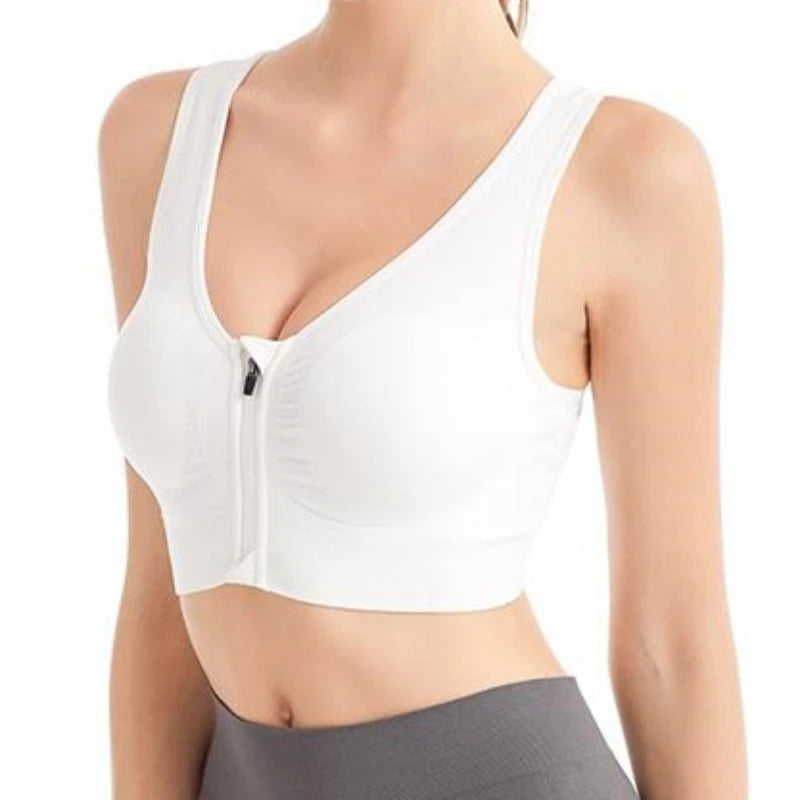 Women's Front-Zip Sports Bra Shockproof Breathable Seamless