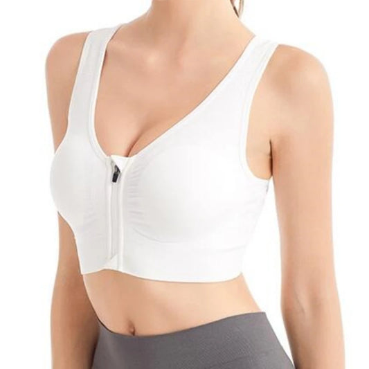 Women's Front-Zip Sports Bra Shockproof Breathable Seamless