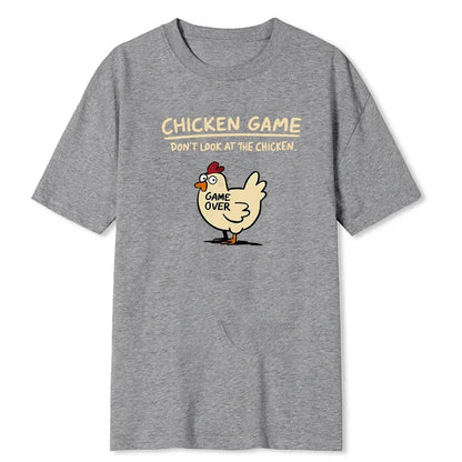 Men's Chicken Game Print T-Shirt – Casual Round Neck Short Sleeve Top