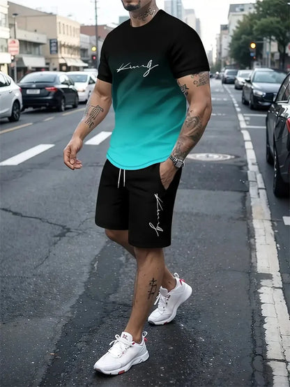 Men's Summer 2-Piece 3D T-Shirt & Shorts Set