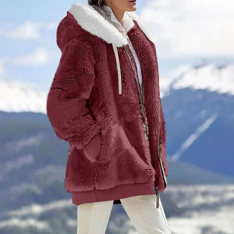 Women's Winter Hooded Fleece Coat