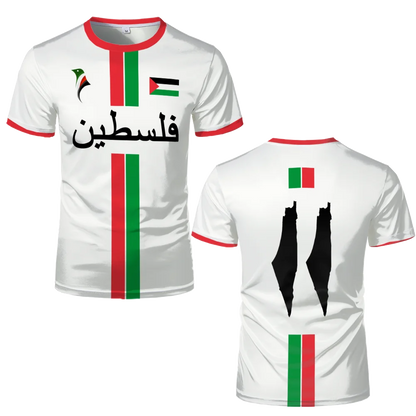 Palestine Flag Football T-Shirt Men’s Casual Summer Top