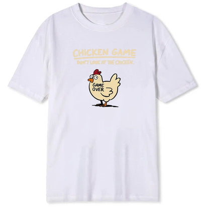 Men's Chicken Game Print T-Shirt – Casual Round Neck Short Sleeve Top