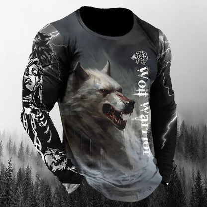 Men’s 3D Animal Wolf Shirt – Trendy Loose Casual Tee