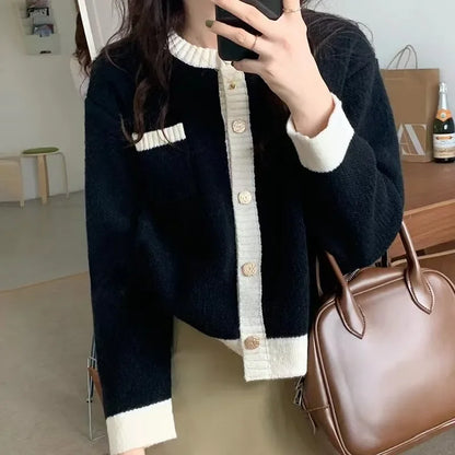 Autumn O-Neck Sweater Cardigan Women Knitted Jacket