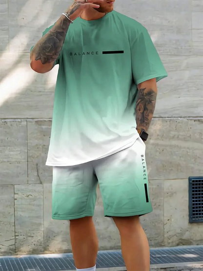 Men's Hawaiian T-Shirt & Shorts Set Beach Outfit