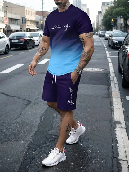 Men's Summer 2-Piece 3D T-Shirt & Shorts Set