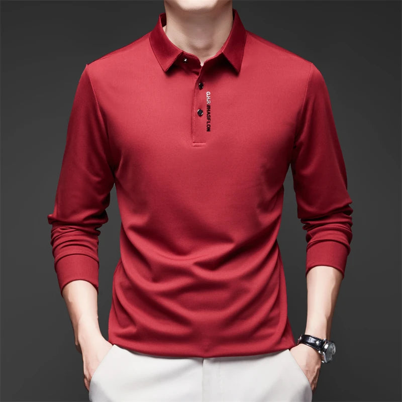 Men's Long Sleeve Polo Shirt Comfortable Fashionable Versatile
