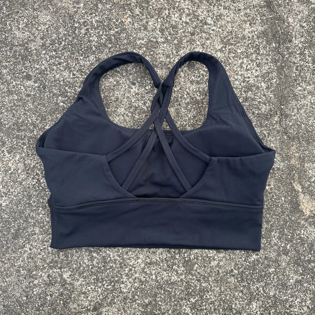 Soft solid yoga bra, shockproof, cross-back fitness top