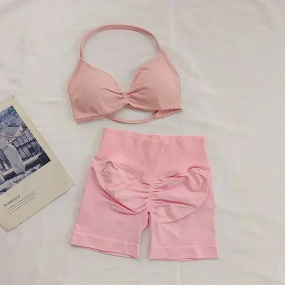 2PCS Women's Yoga Set – Bra & High Waist Shorts