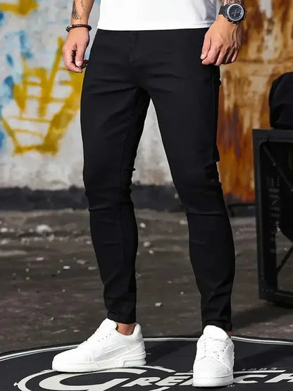 Men's Skinny Stretch Jeans – Black & Blue Street Style
