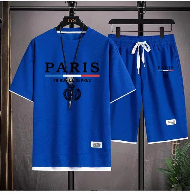 Men's Waffle 2PC Summer Tracksuit – T-Shirt & Shorts