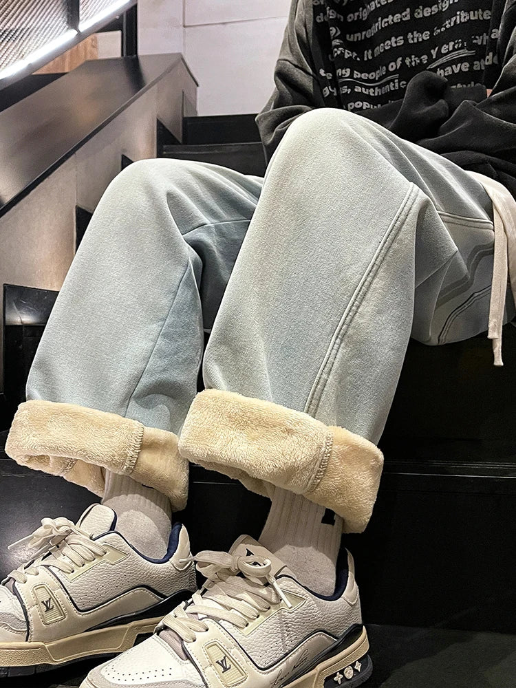 Winter Jeans, Korean Style, Fleece Lined, Warm Denim