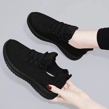 Women's Black Sneakers, Casual Platform Shoes, Breathable Running Shoes
