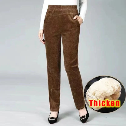Cozy high-waist corduroy pants for winter