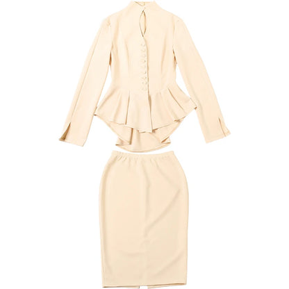 Weird Puss Women's 2-Piece Ruffled Jacket & Skirt