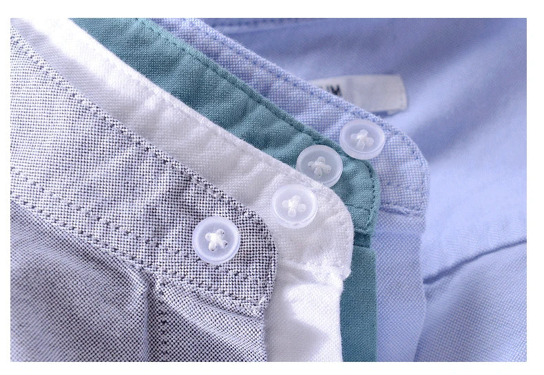 Men’s cotton Oxford shirt, stand collar, casual, comfortable white