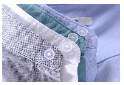 Men’s cotton Oxford shirt, stand collar, casual, comfortable white