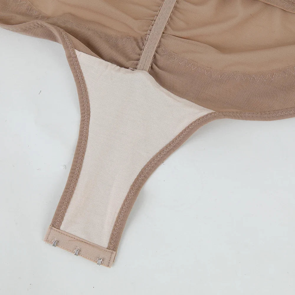 Sexy Cross Waist Bodysuit – Mesh, Breathable, Tummy Control