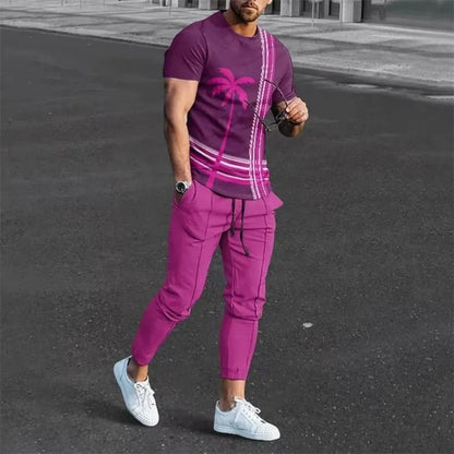 Men's 3D Print T-Shirt & Pants Set – Casual & Breathable