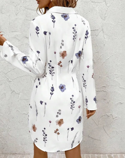 Elegant floral long sleeve blouse women office fashion