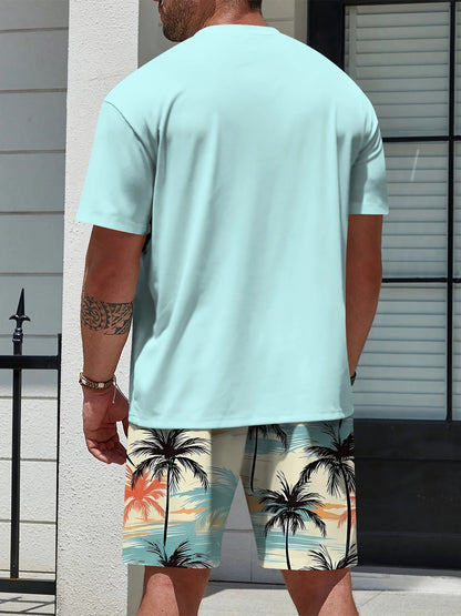 Men's Summer 2025 3D Hawaiian Beach Set