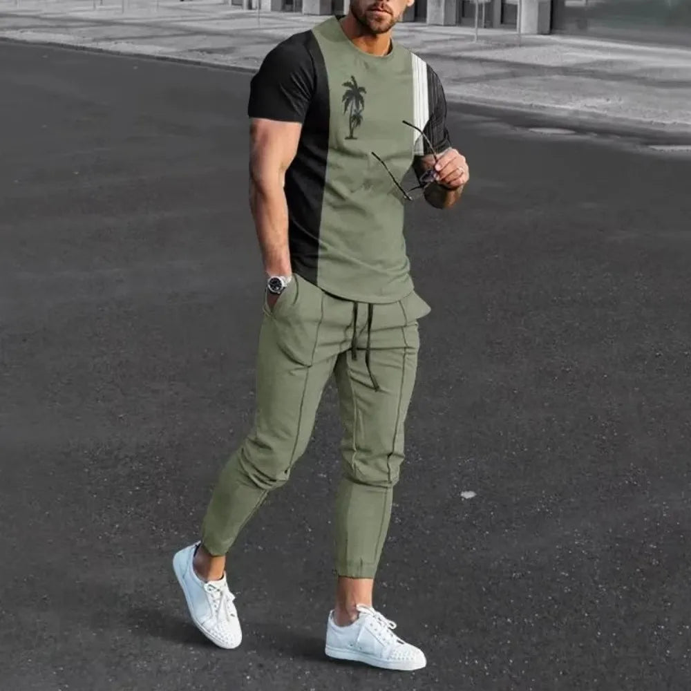Men's 3D Print T-Shirt & Pants Set – Casual & Breathable
