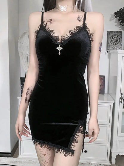 Sexy Black Goth Mini Dress