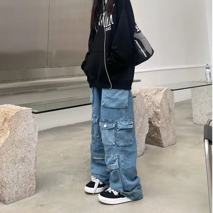 Trendy Women's High-Waist Denim | Street Multi-Pocket Jeans