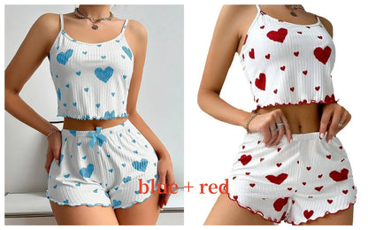 Women's 2PCS Pajamas Set – Soft Tank & Shorts, Love Print