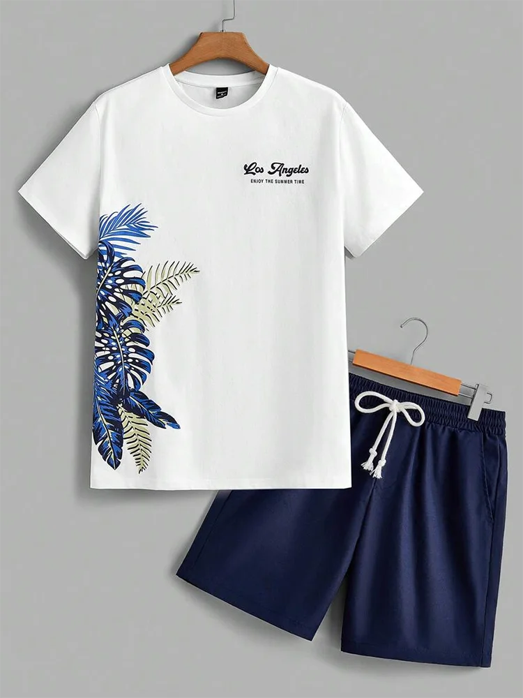 Men's Hawaiian T-Shirt & Shorts Set Beach Outfit