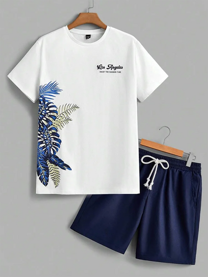 Men's Hawaiian T-Shirt & Shorts Set Beach Outfit