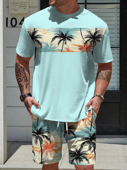 Men's Summer 2025 3D Hawaiian Beach Set