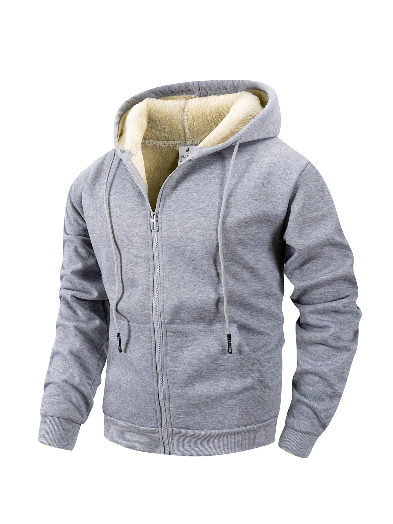 Men's Winter Zipper Jacket Fleece Hooded Coat