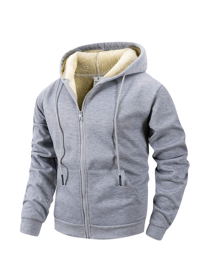Men's Winter Zipper Jacket Fleece Hooded Coat