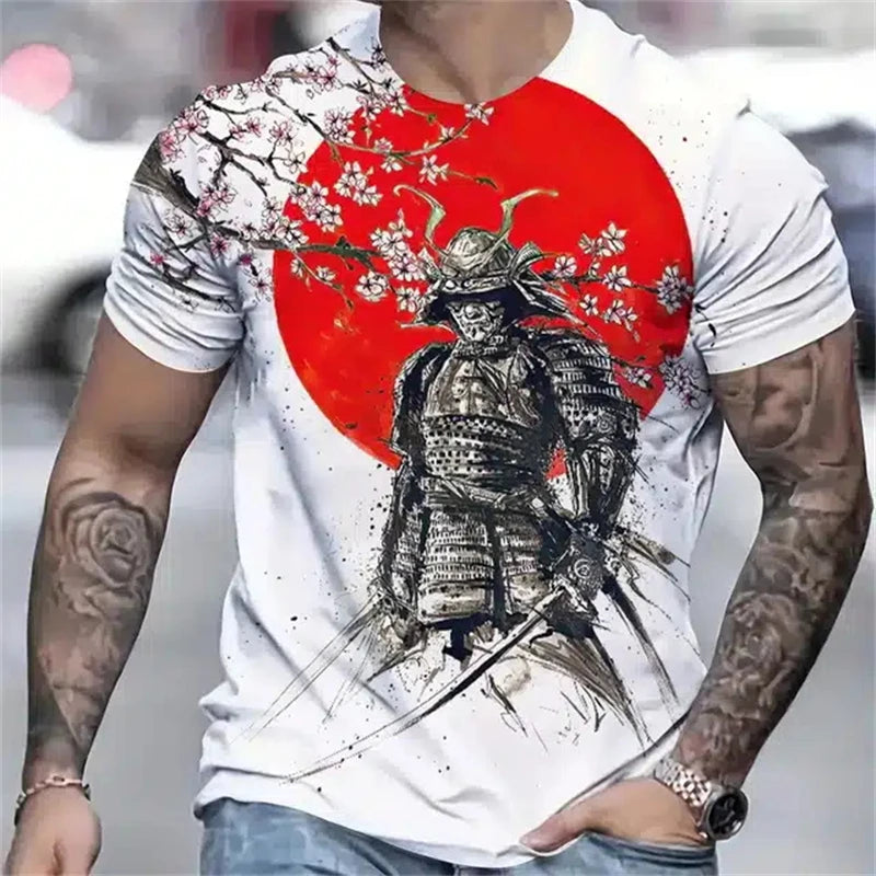 J3D Samurai Graphic Tee - Men’s Summer Street Harajuku T-Shirt