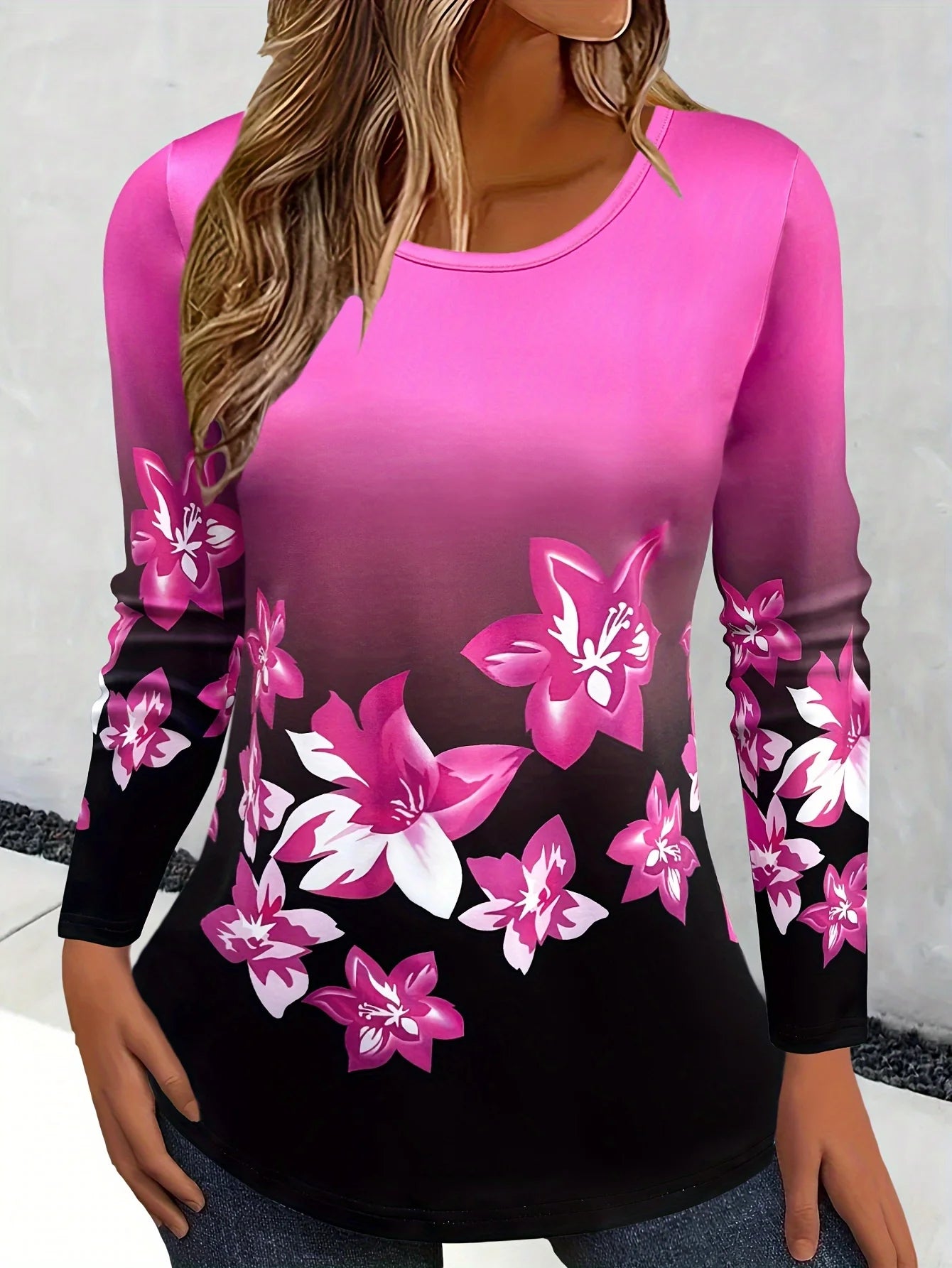 Vintage 3D Floral O-Neck Long Sleeve T-Shirt Women Y2K Harajuku