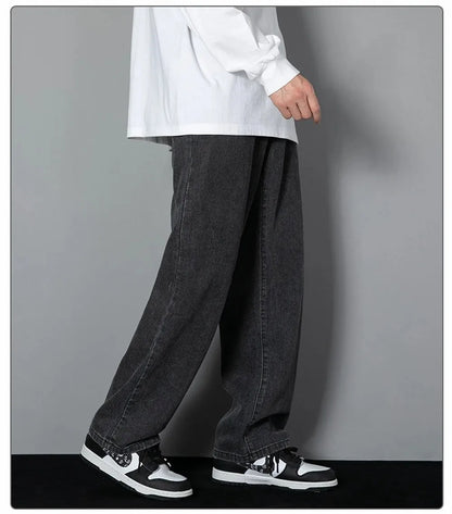 Men's Korean Straight Denim Wide-Leg Jeans